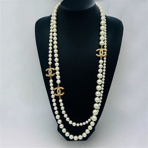 chanel faux pearl necklace|authentic Chanel necklace for sale.